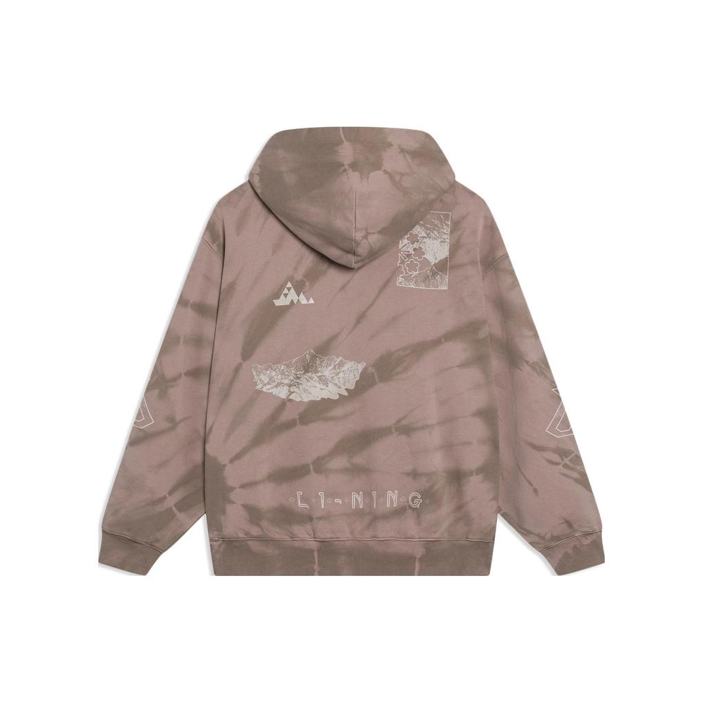 Li Ning Tie-Dye Loose Pullover Hoodie Unisex Hoodies Brown AWDT261-4
