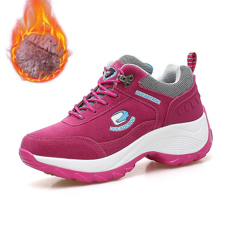 Зимние женские повседневные кроссовки из искусственной замши, плюшевые теплые туфли для женщин, кроссовки на нескользящей платформе, кроссовки Zapatillas Mujer