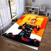 Racing Driver in Orange Suit on Track Non-slip rug suitable for living room and bedroom sofas.