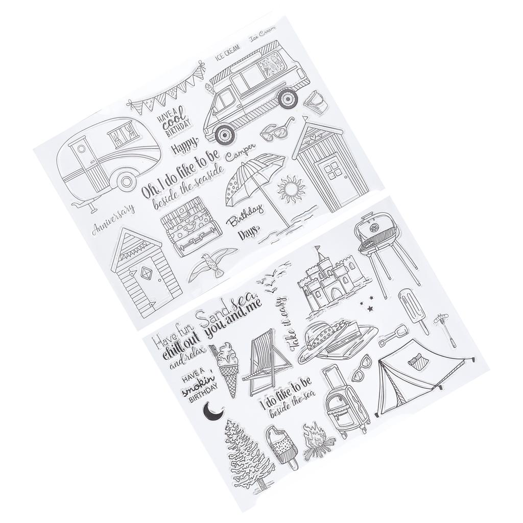 2 шт. прозрачная печать штамп летняя поездка замок автомобиль палатка для изготовления открыток скрапбукинг
