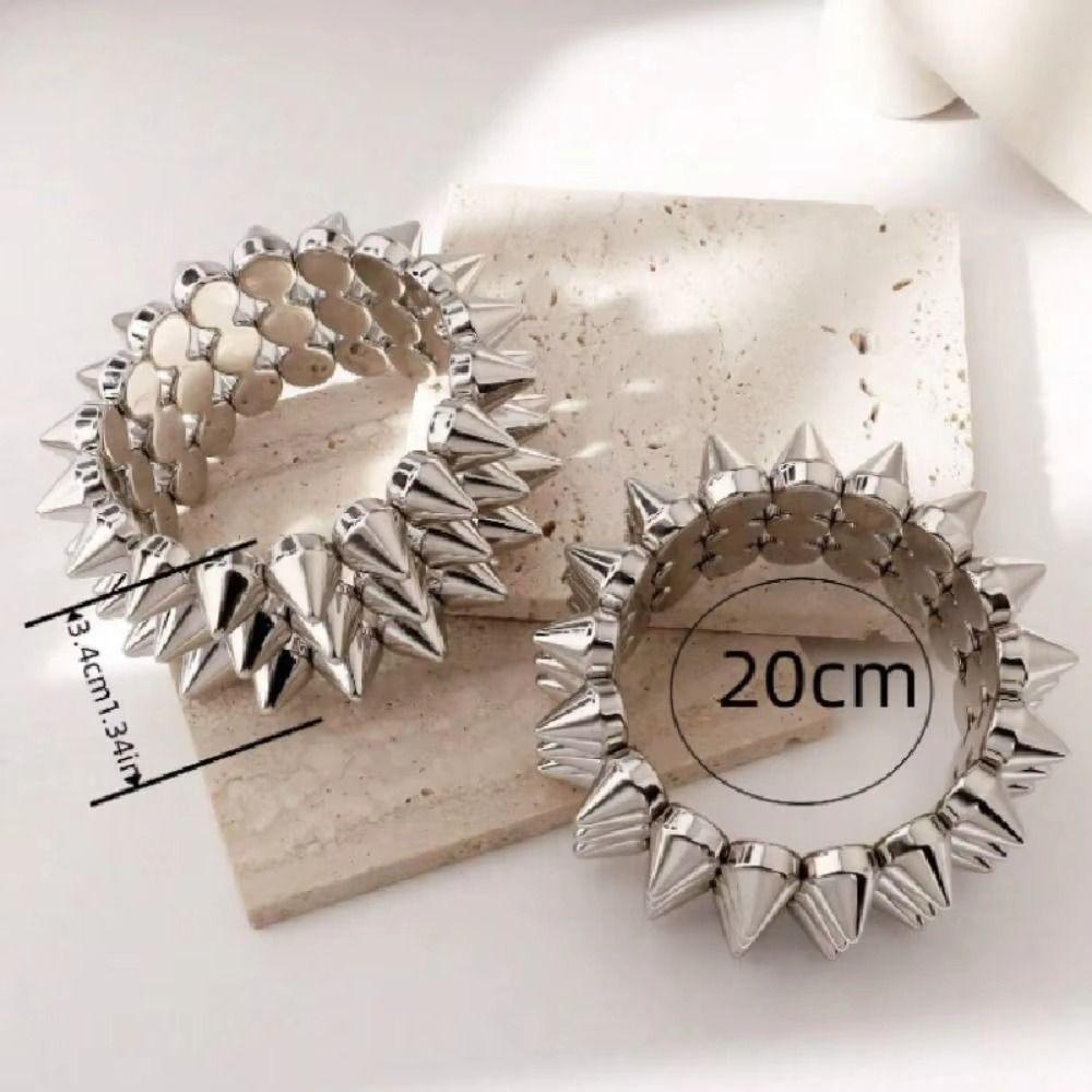 Three-row Punk Style Bracelets Y2K Jewelry Goth Rock Bangle Cool Rivet Cone Bracelets Hip-hop