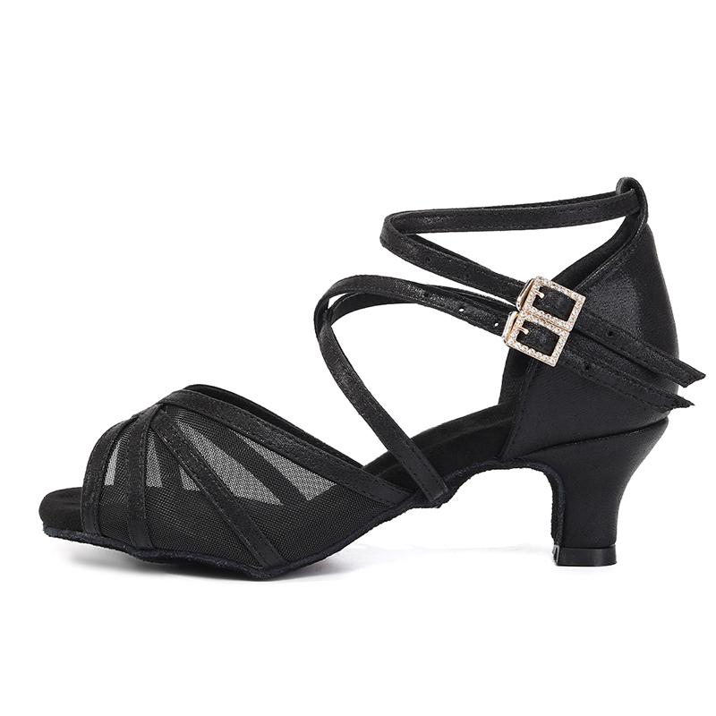 Сетчатые туфли для латиноамериканских танцев для взрослых женщин, профессиональные, на среднем каблуке, для современных бальных танцев, танго, сальсы, на каблуке 5 см