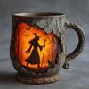 Vintage Coffee Mugs Mystical Witch Bark Texture Mug Halloween Campfire Cup Outdoor