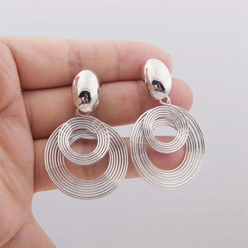 Многослойные геометрические круглые металлические серьги-капли для женщин, новые преувеличенные темпераментные золотые ювелирные изделия