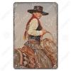 Cowgirl Tin Sign Metal Plaque Cowboy Boots Pony Metal Poster Vintage Wall Decor for Horse Riding Club Garden Home