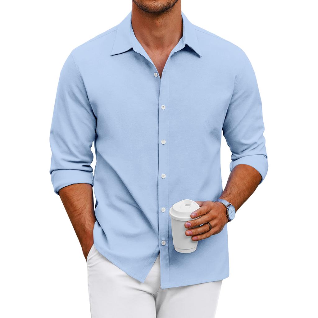Men's Loose-fitting Casual Button-down Long-sleeved Shirt