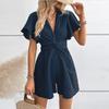 Women's Comfortable Casual Jumpsuit Short Sleeve Top Sweater Jumpsuit Shorts