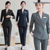 Женский серый профессиональный костюм с длинным рукавом - Униформа для администратора и ювелирного магазина, осень 2024