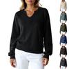 Women's Fashion Casual Solid Color Long Sleeve V-Neck Sweatshirt Top