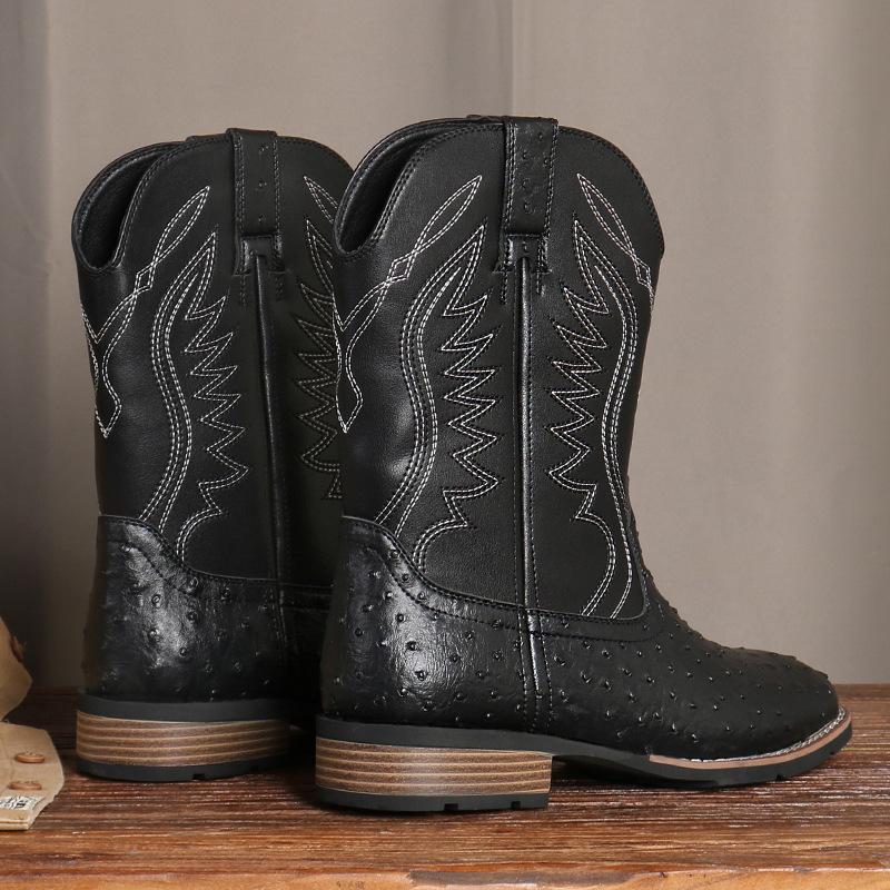Новые мужские ботинки Классические вышитые кожаные полусапоги Ретро ковбойские ботинки в западном стиле Повседневные высокие ботинки Мужские ботильоны рыцаря