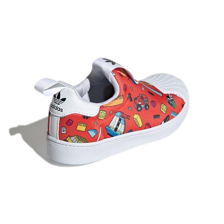 Детские кроссовки LEGO x adidas Superstar 360 J с принтом по всей поверхности, красные/облачно-белые GX3286