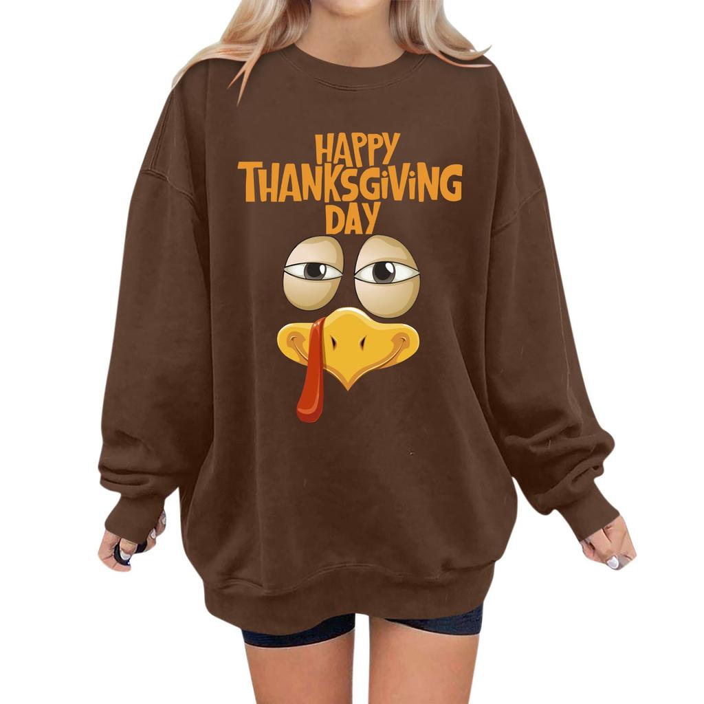 Женская мода повседневная толстовка с длинным рукавом и принтом ко Дню благодарения