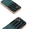 ABEEL For iPhone 16 Case Electroplating Edge Crocodile Texture Genuine Cow Leather Back Phone Cover