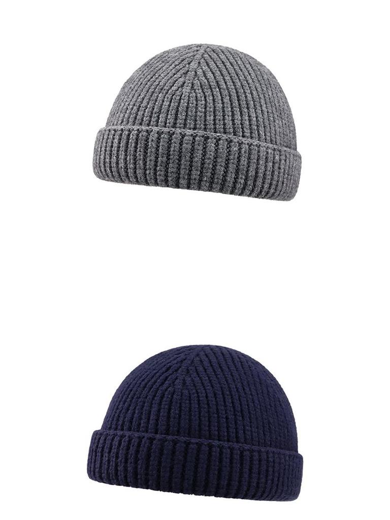 Мужская шерстяная вязаная шапка-бини в японском стиле, теплая, ветрозащитная, для осени и зимы