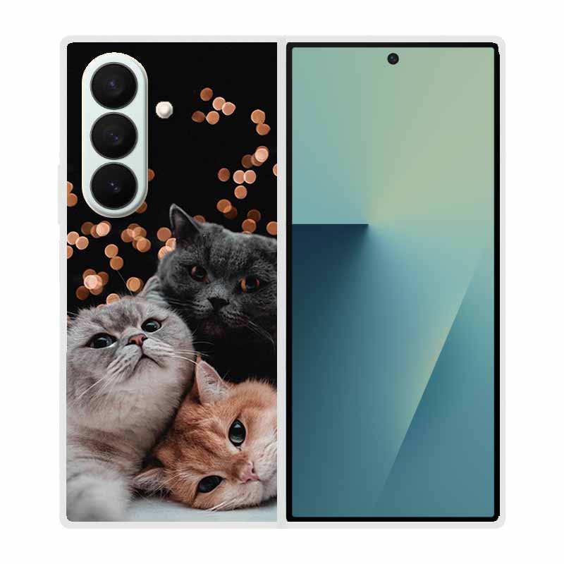 Чехол для SAMSUNG Fold 7 5G Чехлы Животное Мрамор Прозрачный Жесткий Телефон Funda для Galaxy Z Fold7 5G Задняя крышка Zfold7 Прозрачный корпус