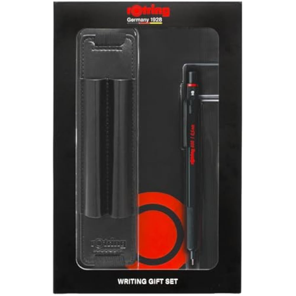 Механический карандаш RotRing Rotling 0,5 мм 600 Черная ручка с чехлом и блокнотом Подарочная коробка с сумкой...