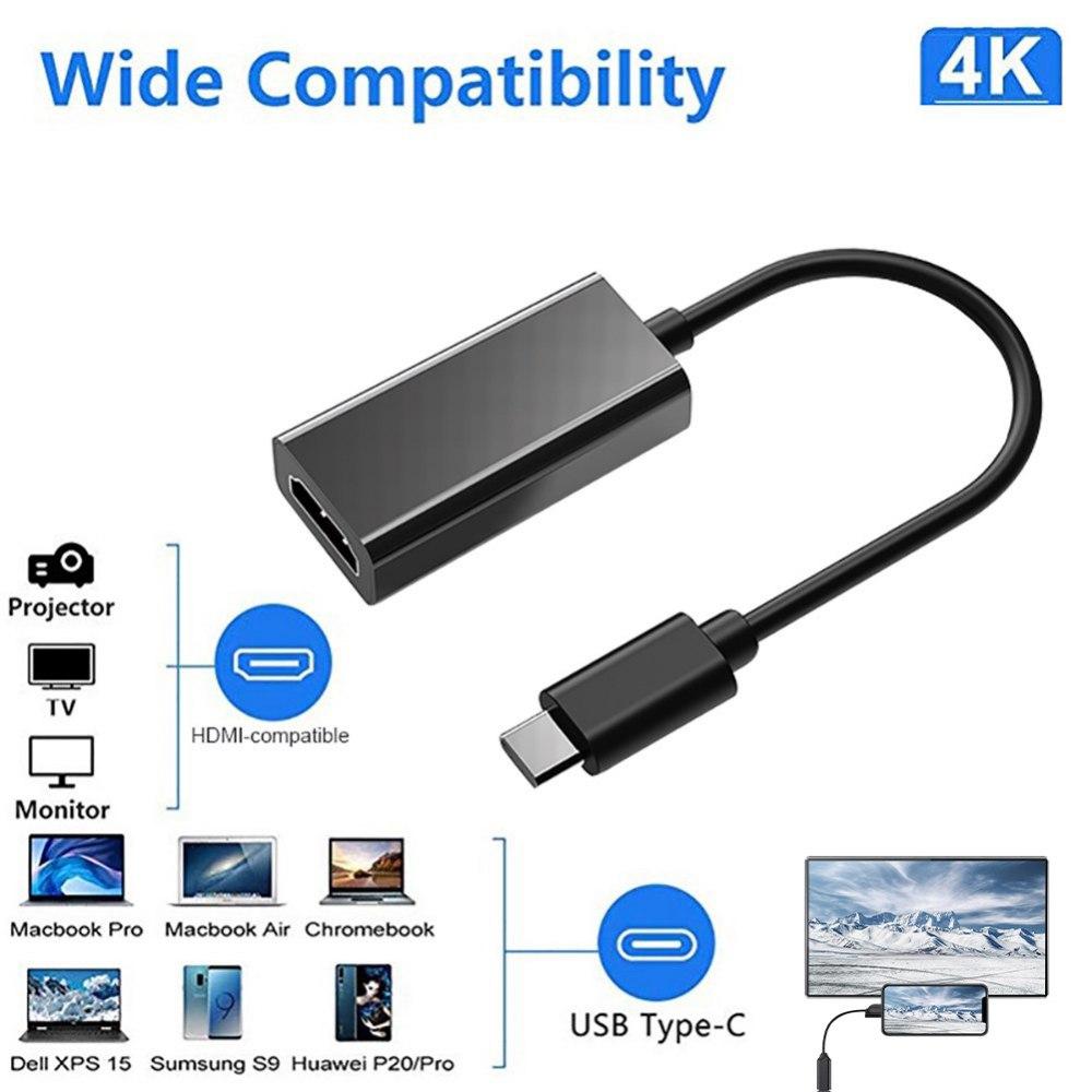 USB C To HDMI Adapter, USB 3.1 Type-C To HDMI Cable Adapter, 4K HD TV And Projection Video Converter For Samsung S8/S8+S9/S9+, Huawei, MacBook