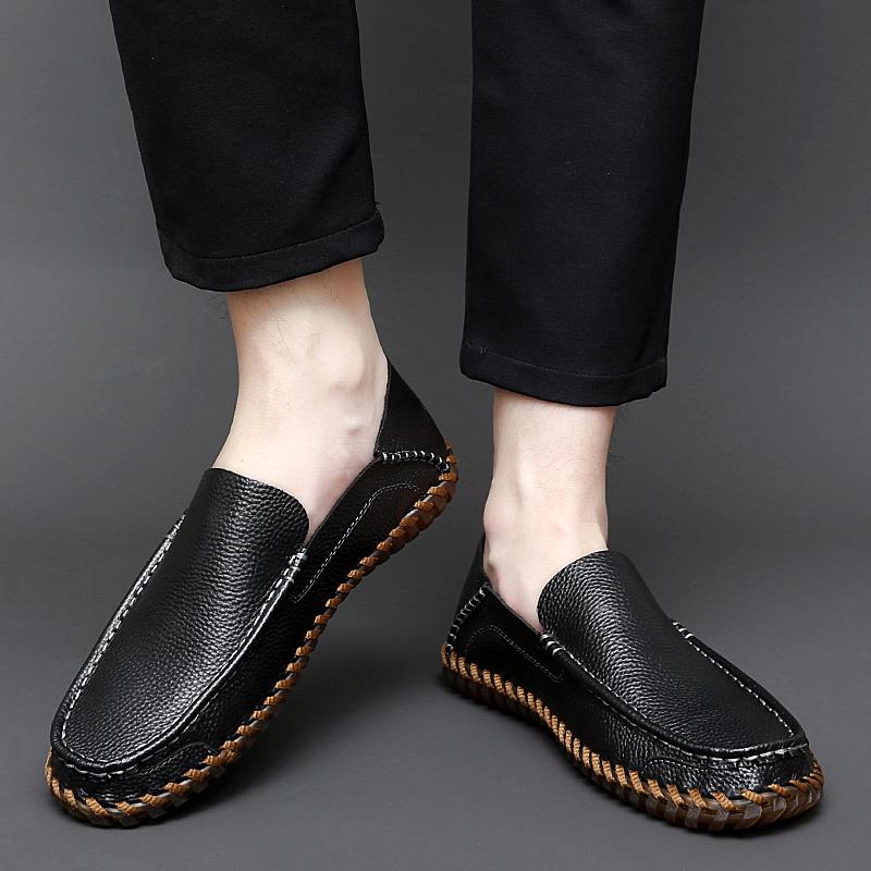 High Quality Genuine Leather Loafers Men Flat Designer Antiskid Soft Casual Leather Shoes Comfort Driving Shoes Walking Footwear