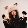 Plush Fluffy Cute Fox Ear Hats for Women Autumn Winter Warm Plush Beanies Hat Riding Ear Protection Lamb Bomber Caps
