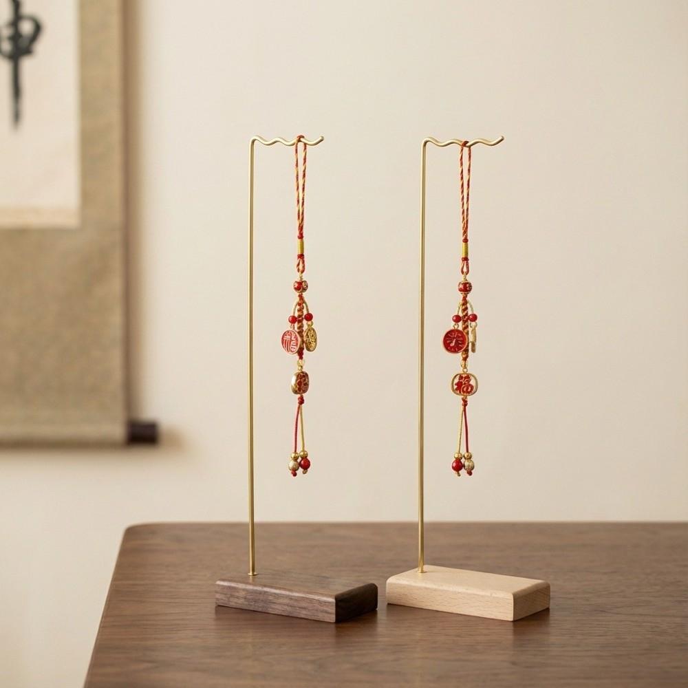 Flat Base Wind Chime Stand Solid Wood Stable Jewelry Display Holder Space-Saving Universal Necklace Storage Rack