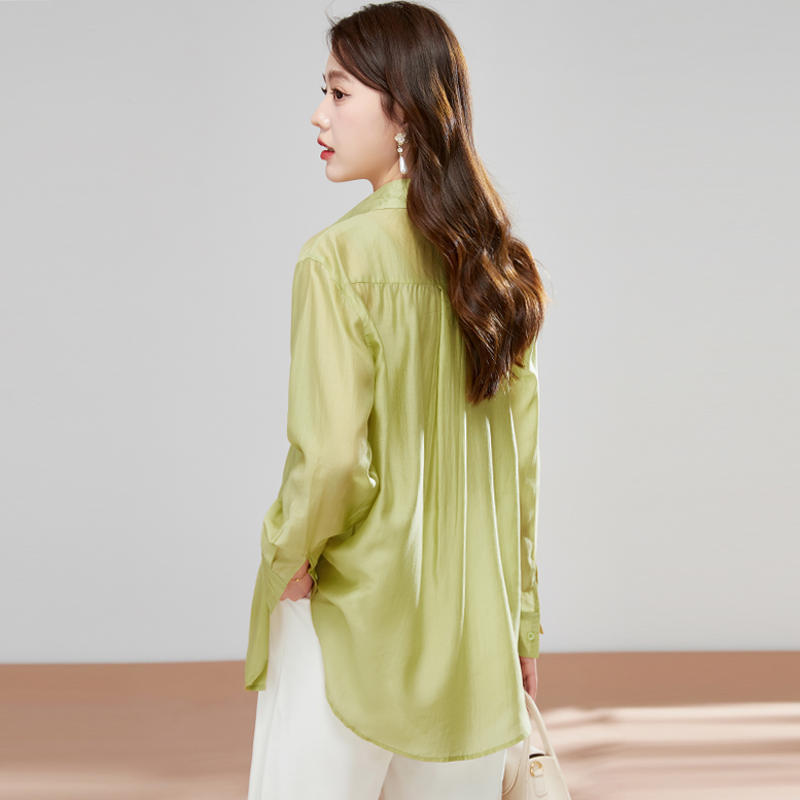 Летняя рубашка с солнцезащитным кремом, длинный рукав, дышащий топ из ледяного шелка, женская свободная рубашка, тонкая
