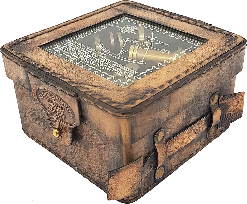 Brass Navigation Instrument Sextant Navigation Marine Sextant In Leather Gift Box
