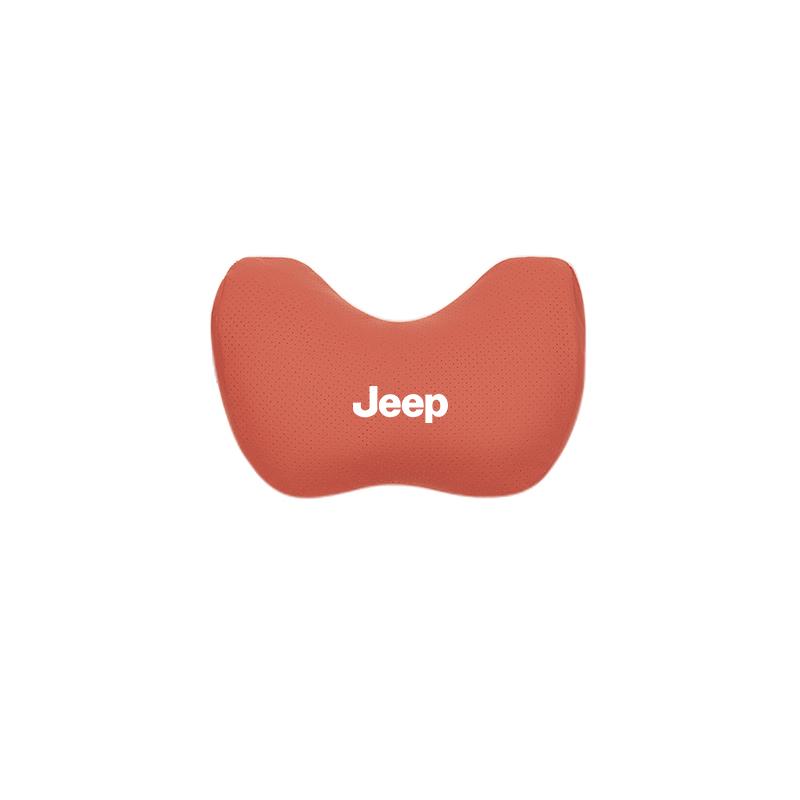 Leather Car Neck Headrest & Lumbar Support Pillow Soft Waist Valve Stem For Jeep Renegade Wagoneer Avenger Recon Wrangler JK KUBEL1