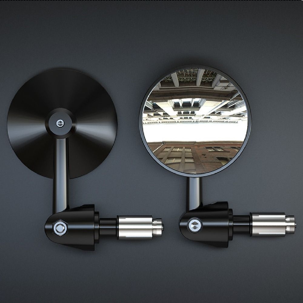 2Pcs Flat/Convex Motorbike Handlebar Mirror Full Angle Handle Bar End Mirror  Motorcycle Accessories