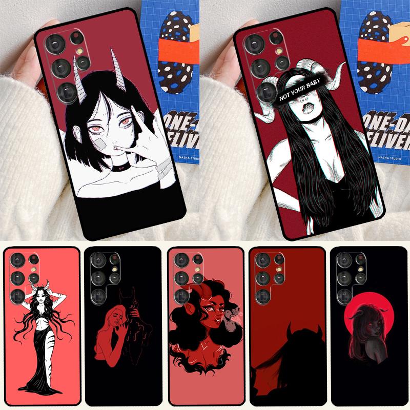 Чехол для телефона 'Дьяволица' для Samsung Galaxy S25 Ultra S24 S23 Ultra S9 S10 S20 S21 S22 Plus S24 FE
