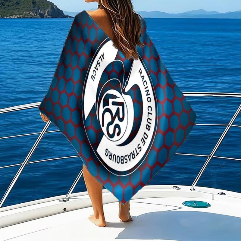 Football Strasbourg Crest Beach Towel - Soft, Absorbent Microfiber, Lightweight, Ideal for The Beach, Parties, Travel, Camping fan gifts