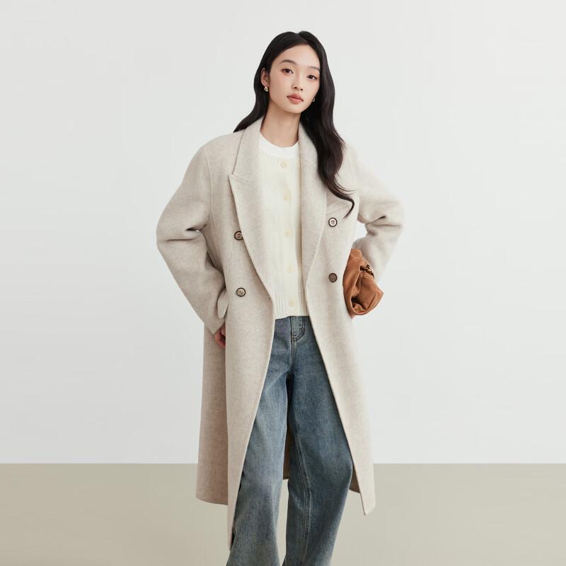 Elva' Island Women's Winter Wool Double-faced Long Coat