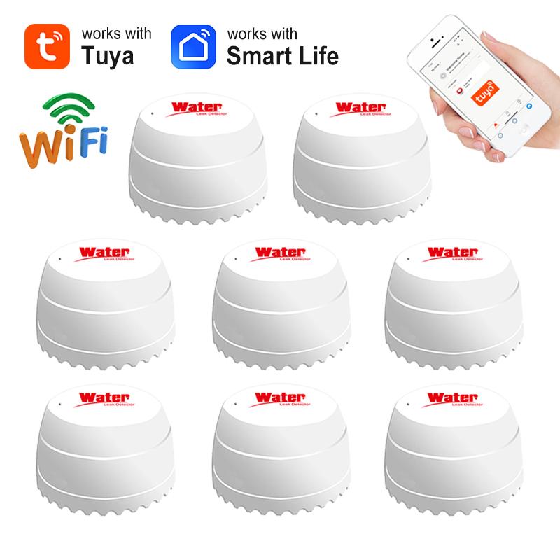 Tuya WiFi Детектор утечки воды Звуковой датчик утечки Предупреждение о затоплении и переполнении Уровень воды Умный домашний охранный сигнал Управление через приложение