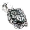 Black Rutile Gemstone Handmade 925 Sterling Silver Jewelry Pendant 2.60" Y7w36