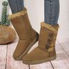 Winter Warm Casual Fashion Women's Shoes New Button Comfortable Flat Solid Color Simple Snow Boots Botas Mujer Chaussure Femme