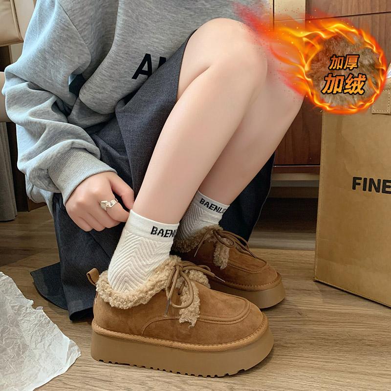 CRLAYDK Зимние новые женские ботинки на платформе для снега, сохраняющие тепло до щиколотки, замшевые ботинки с меховой подкладкой, женская обувь для прогулок и дома