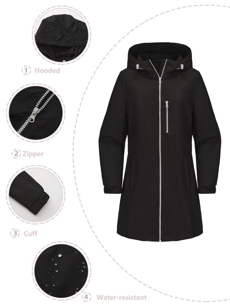 Женская водоотталкивающая ветровка: С капюшоном, Длинный рукав, Свободный крой, Идеально подходит для весенних и осенних видов спорта на открытом воздухе.