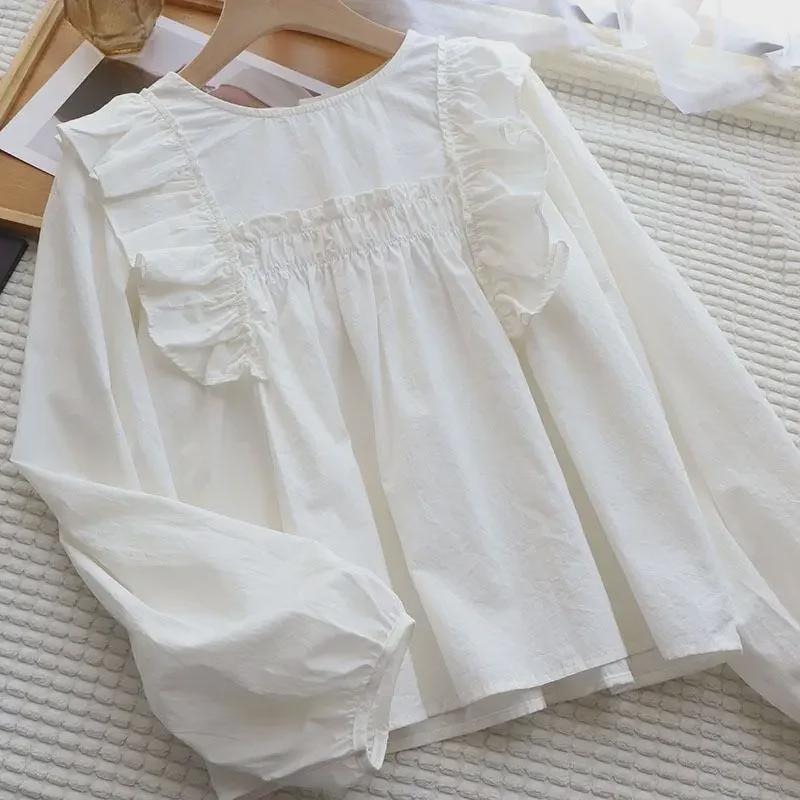 Шикарная приталенная рубашка с оборками и длинными рукавами для женщин - Коллекция Весна и Осень