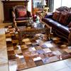 Retro American-Style Cowhide Carpet: High-Grade Leather Floor Mat for Living Room and Bedroom, Light Luxury, Soft, and Trendy Design.