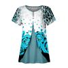 Рубашки для женщин, топы с короткими рукавами, нарядные летние повседневные блузки с v-образным вырезом и нерегулярным подолом с принтом, футболки