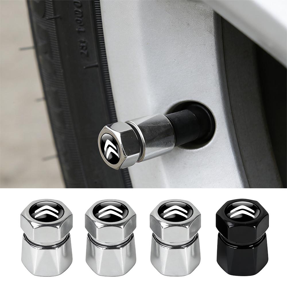 GEFR3 4Pcs Metal Alloy Wheel Tire Air Valve Dust Caps Rim Accessories for Citroen C4 Picasso Xsara C5 Aircross Cactus C1 C2 C3 C6 C8