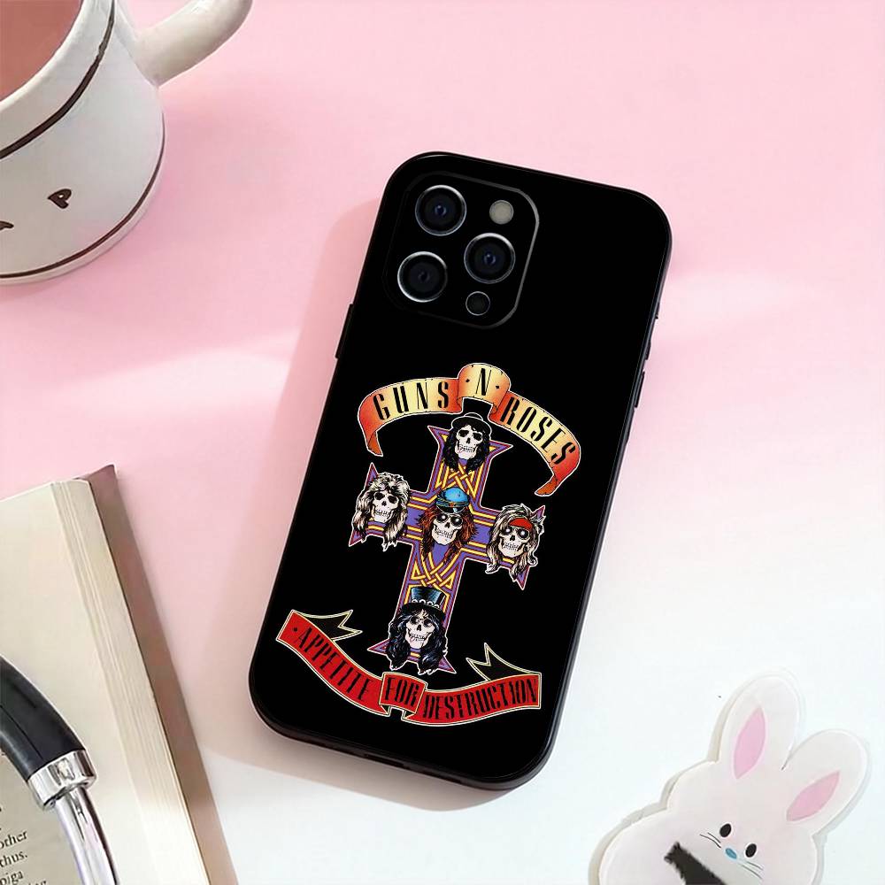 Группа G-Guns N Roses Чехол для телефона для iPhone 17,16,15,14,13,12,11 Plus,Pro Max, Мягкий силиконовый черный чехол