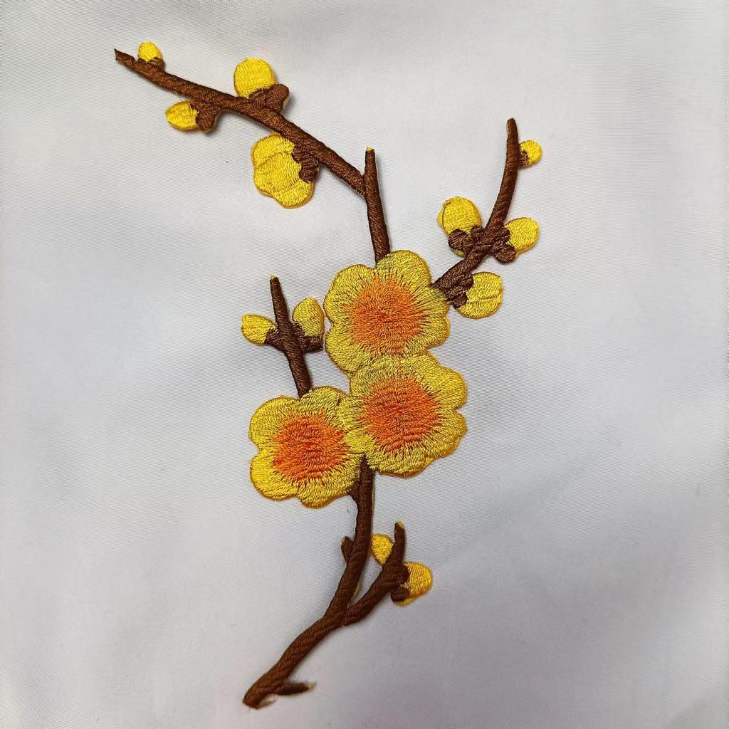 Plum Blossom Velcro Embroidery Patch: Handmade DIY Clothing Accessory