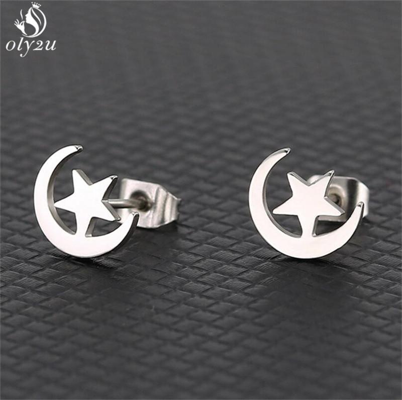 Simple Yoga Om Earring Ball Star Tree Cross Bicycle Stainless Steel Stud Earrings for Women Men T Bar Ear Piercing Gift