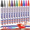 12 Colors Metal Paint Pen Colorful Oil-based Colored Drawing Marker Multi-purpose Brush Pen Tire