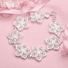 925 Sterling Silver Seven Flower Bracelet Fashionable Wedding Jewelry