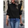 Spring and Autumn Women's Blouse Ruffled Edge Stand-up Collar Splicing Ruffled Lantern Sleeve Temperament Women's Tops