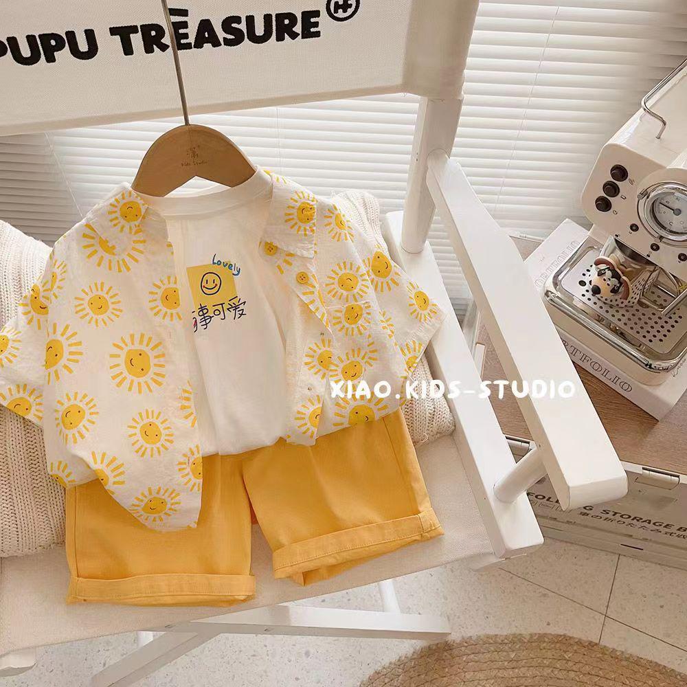 Детские летние рубашки с цветочным принтом - модные короткие рукава в пляжном стиле для мальчиков