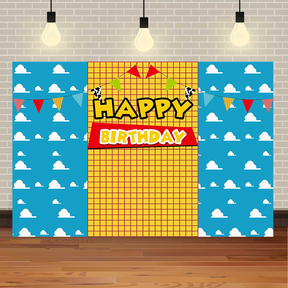 Children's Birthday Party Cute Cartoon Background Fabric Cowboy Theme Decoration Anime Photography Props Activity9