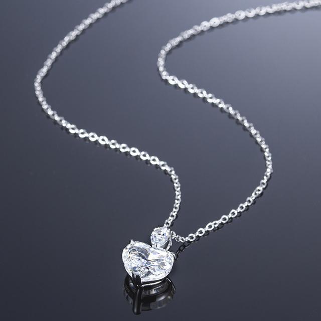 Ожерелье из серебра 925 пробы с цирконием в форме сердца 5CT для женщин, повседневная одежда, регулируемая длина цепи