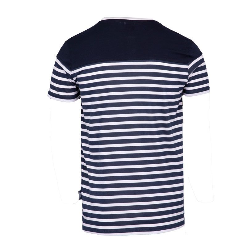 BLAGGIO Men's Murphy Striped T-Shirt with Button-Down Collar